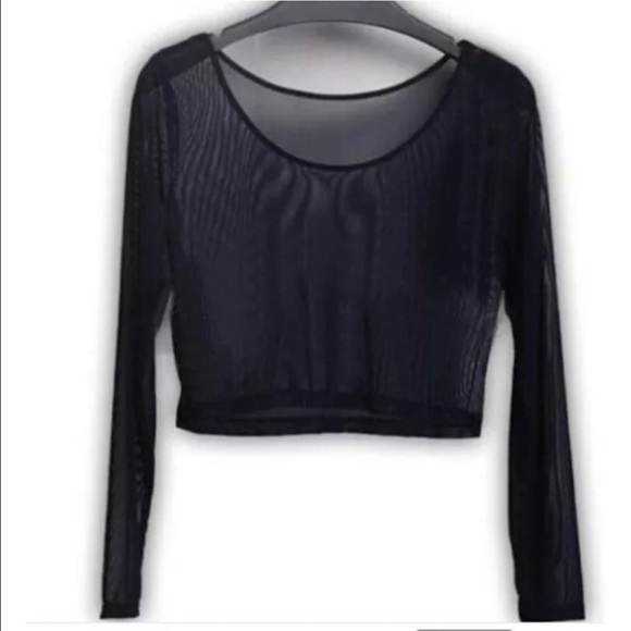 Black mesh crop top - Picture 2 of 2