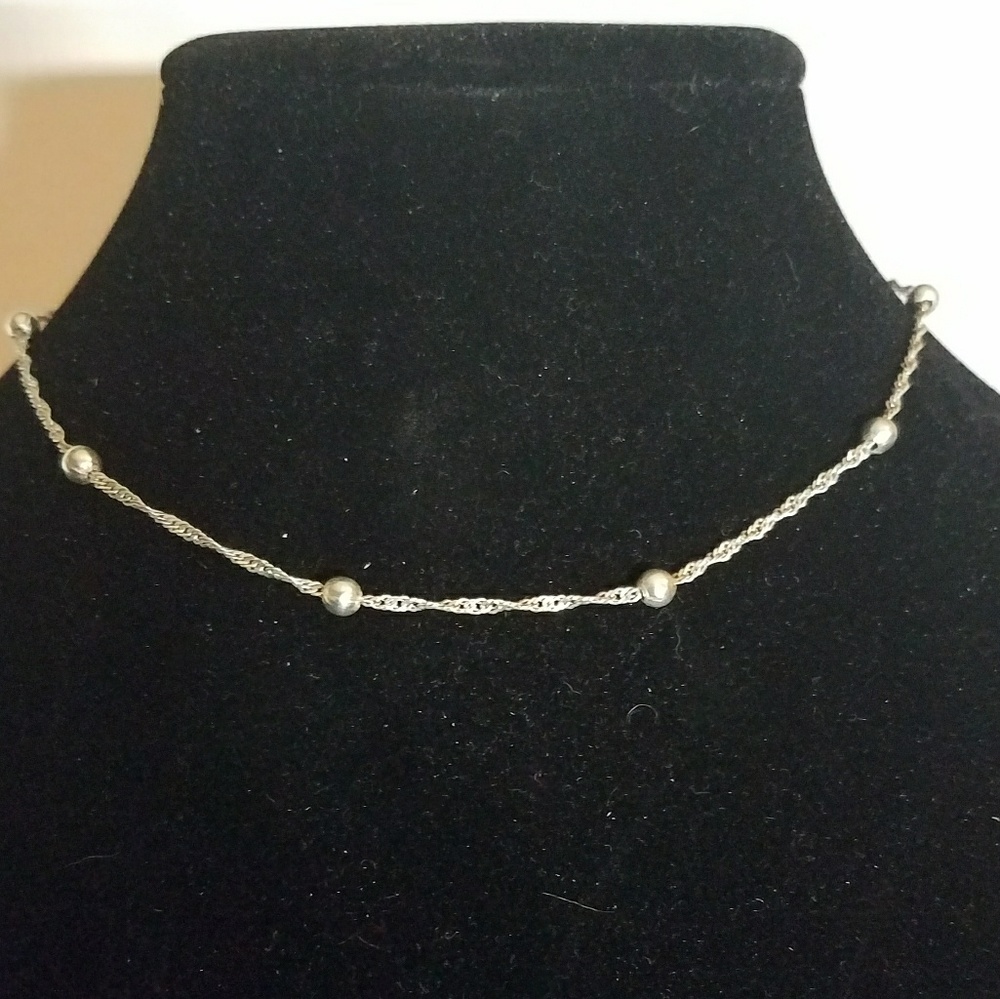 Italian sterling silver beaded choker necklace