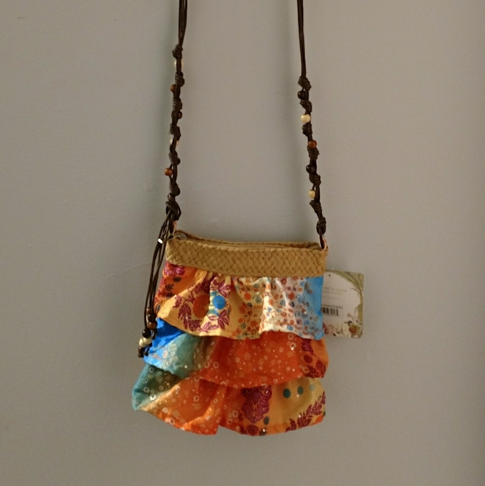 Colorful cute small purse long strap flower