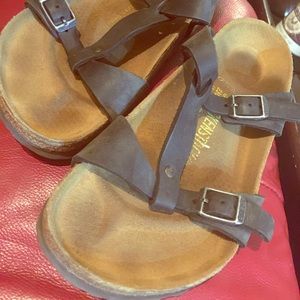 Birkenstock Sandals Black Leather Strap