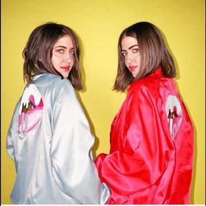Authentic Kylie Lips Red Satin bomber jacket M