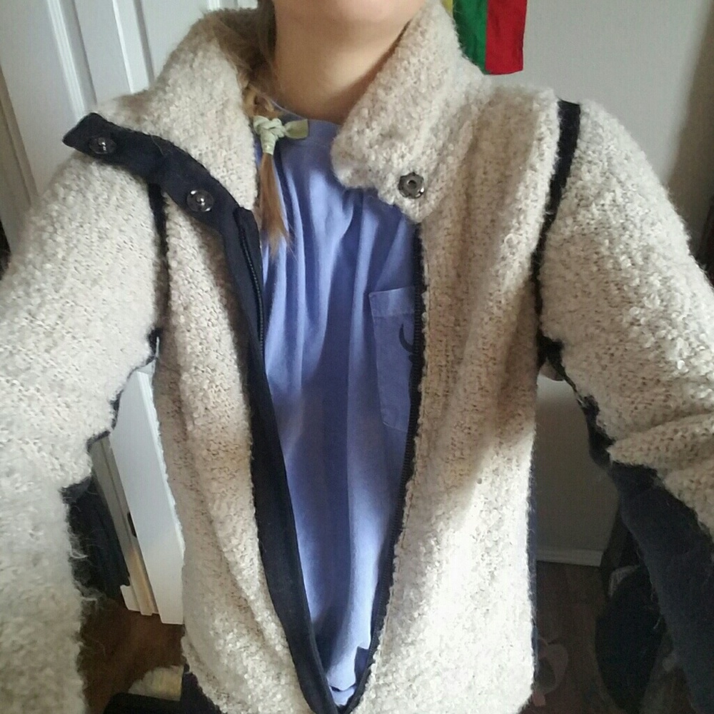 Anthropologi Shearling Style Knit Jacket