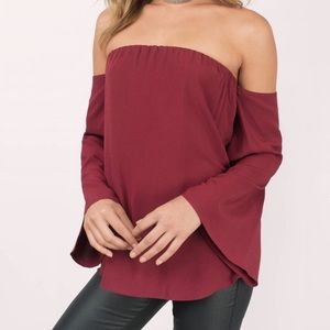 Tobi red off shoulder top