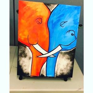 Beautiful Love elephants painted by Kay.