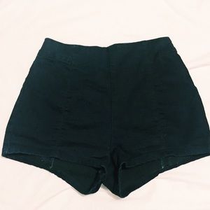 Navy blue jean zip up shorts