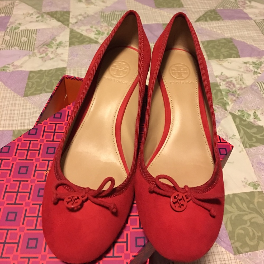 Tory Burch Red Suede Wedge