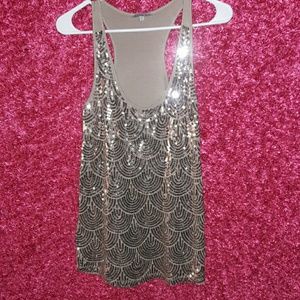 brown sequin tank