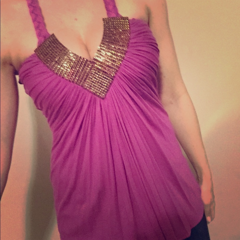 Sky brand pink rhinestone top