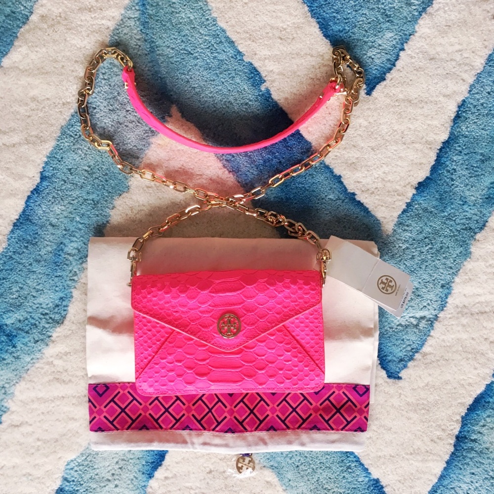 Tory Burch "Neon Snake" CrossBody Pink Purse NWT - Picture 4 of 8