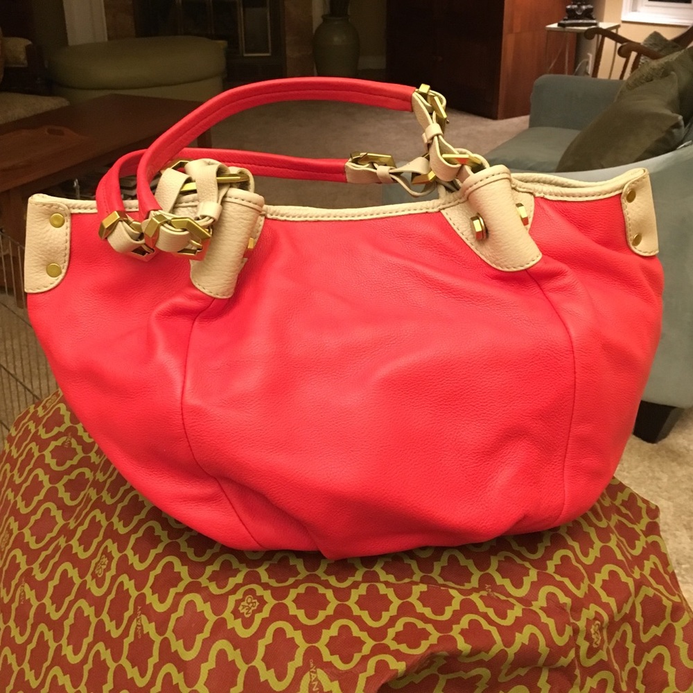 orYANY Colorblock Leather Satchel Bag