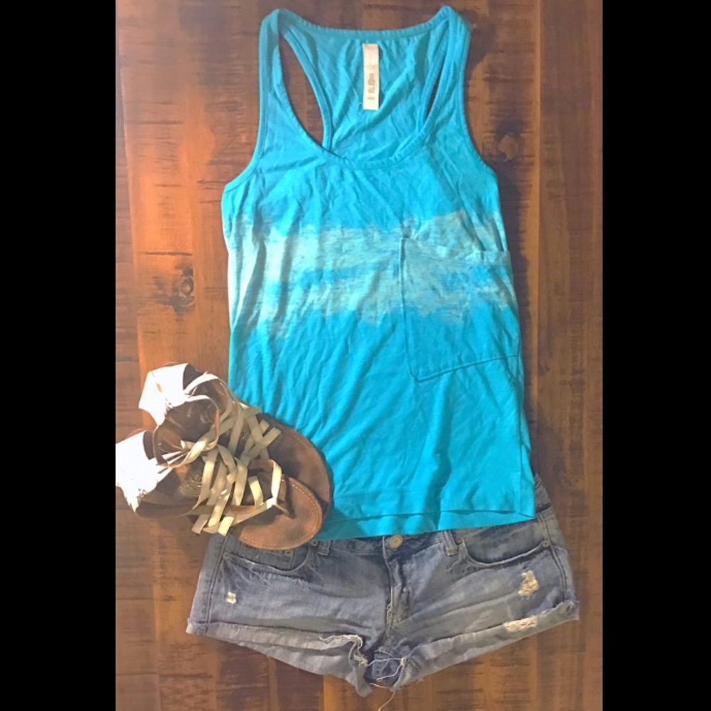 Zara beachy semi sheer distressed pocket tank