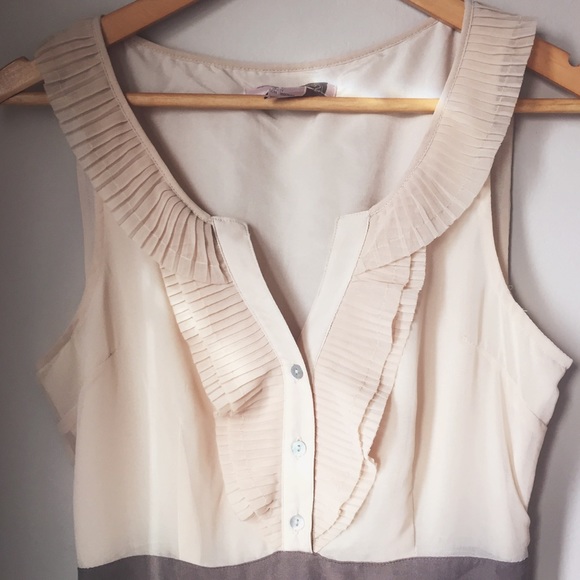 Forever 21 Dresses & Skirts - Cream and brown ruffle work dress