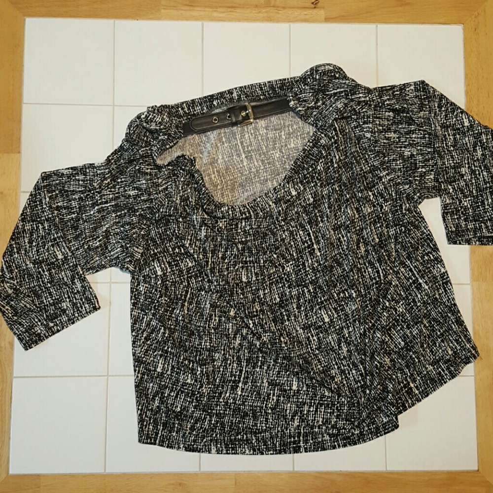 Michael Kors scoop neck top w/belt detail