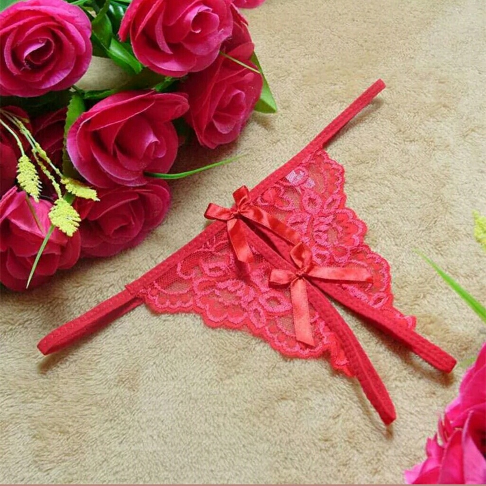 Red crotchless panties