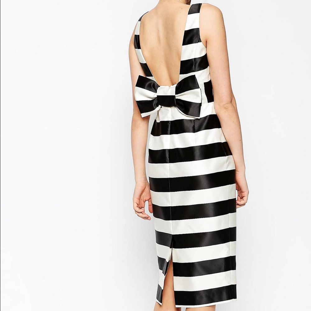 Black and white stripe bow in the back asos dress