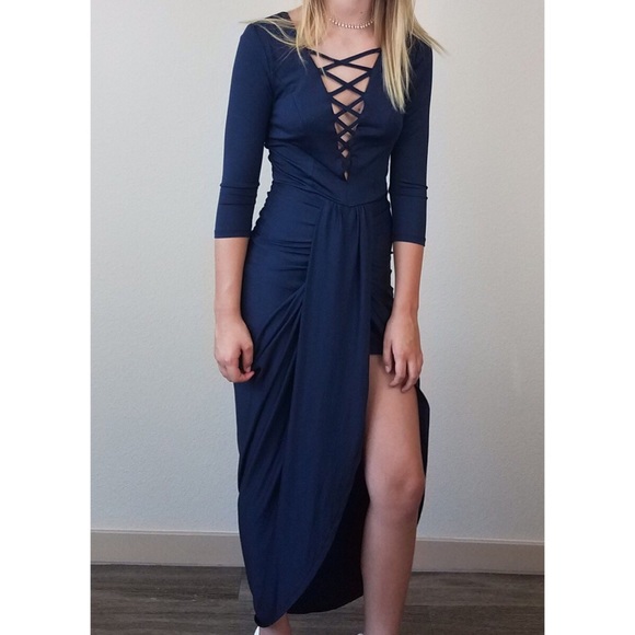 New navy lattice bodycon dress - Picture 4 of 4