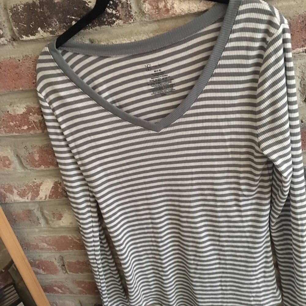Stripe Long Sleeve V-Neck