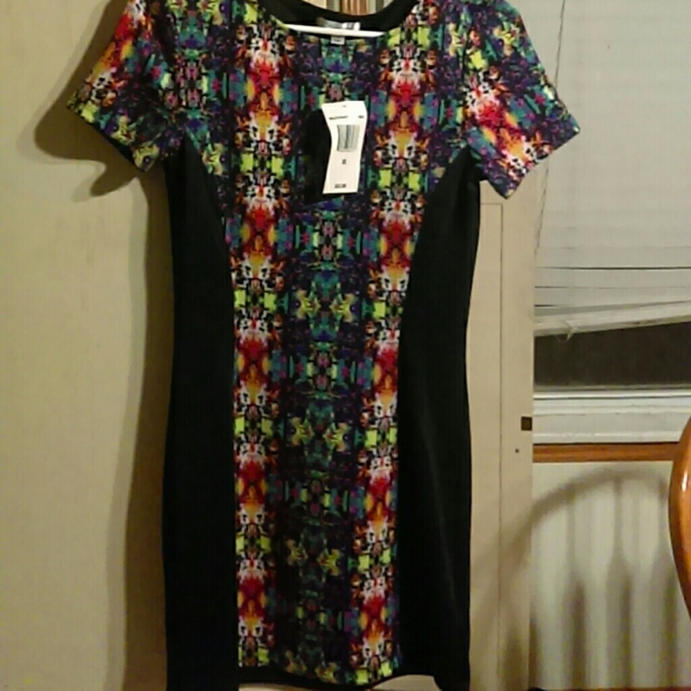 Multicolored body con dress