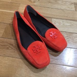 Tory Burch Poppy Red Suede Logo Loafers