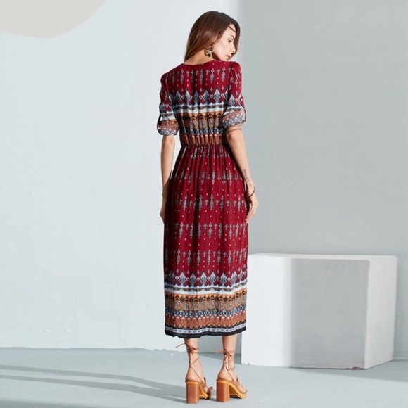 RED Boho Maxi Dress (Small-2X) - Picture 5 of 8