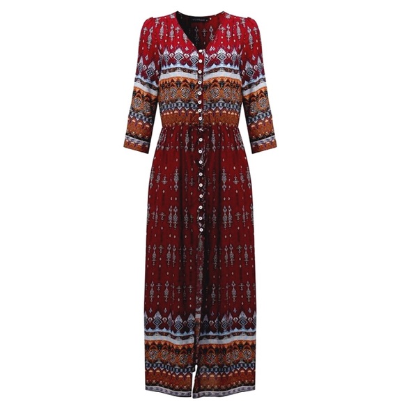 RED Boho Maxi Dress (Small-2X) - Picture 6 of 8