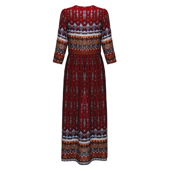 RED Boho Maxi Dress (Small-2X) - Picture 7 of 8