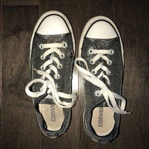 Black & silver sparkly converse