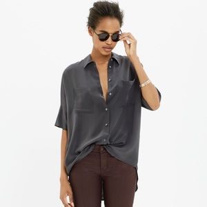 Madewell Silk Courier Shirt - Black (XS)