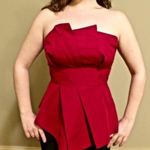 Mods International Red Strapless Asymmetrical Top