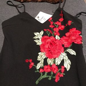 LF Rose embroidered black dress 🌹