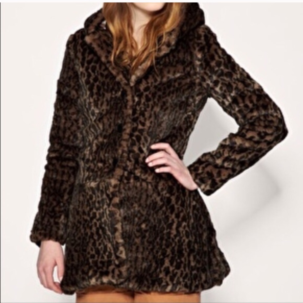 Free people leopard print fur coat
