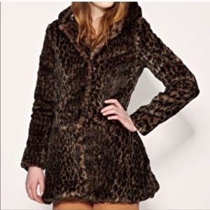 Free people leopard print fur coat