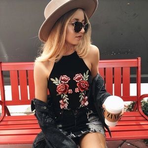 LF Rose embroidered mesh body-suit 🌹