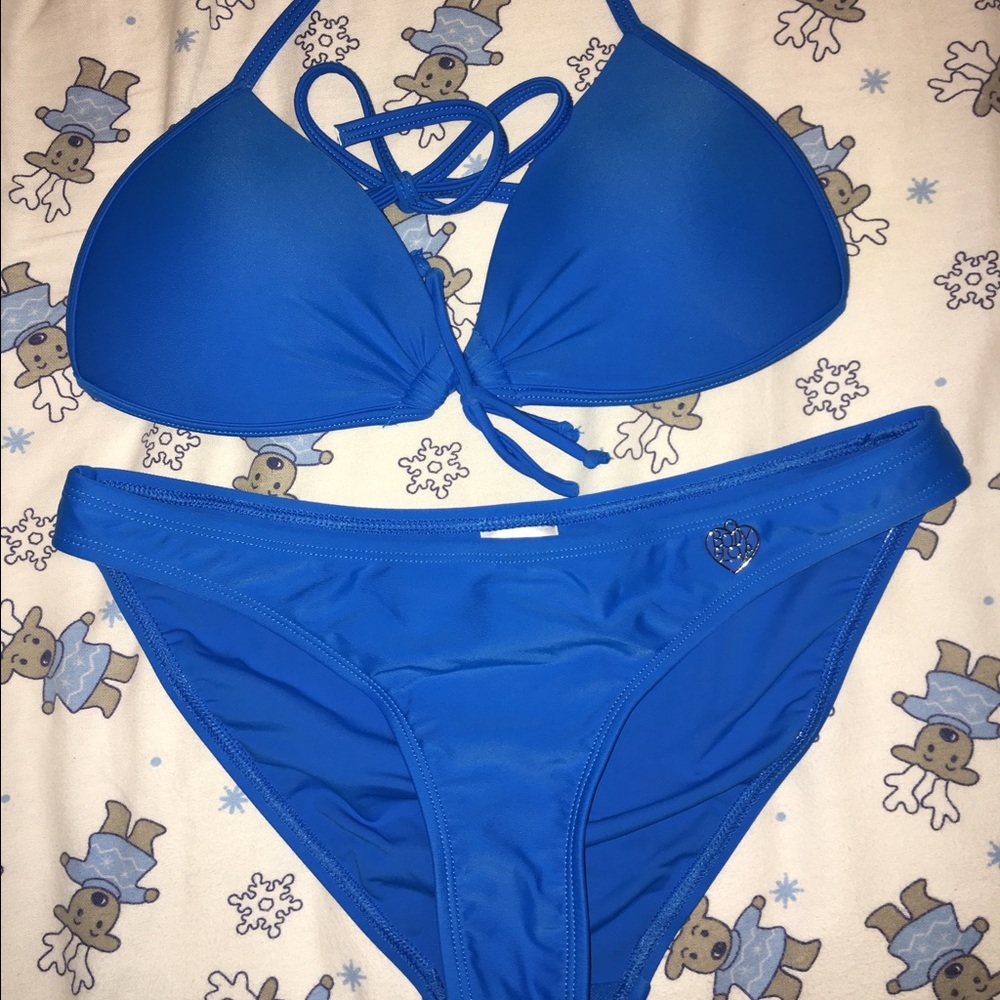 Blue padded bikini set