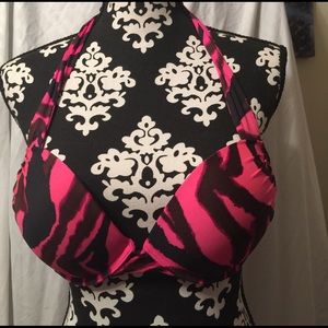 Victoria's Secret push up pink and black halter