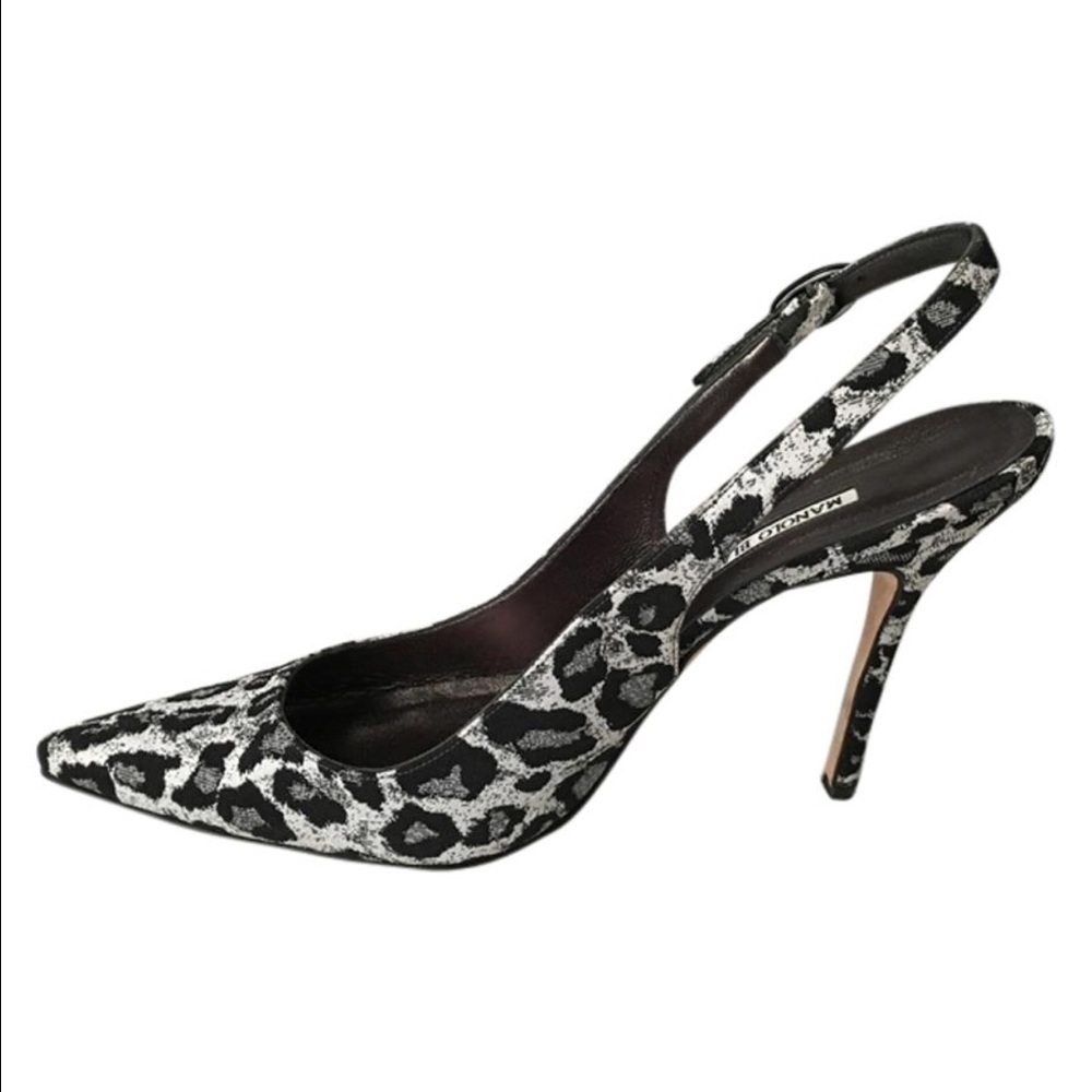 Manolo Blahnik leopard sling backs 10