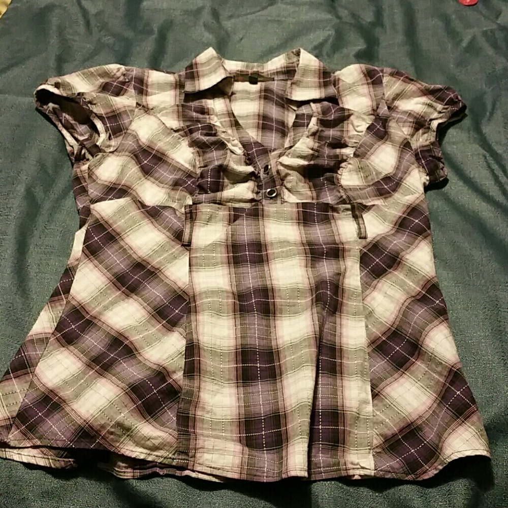 Purple/ white plaid fit for curves