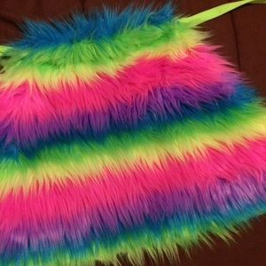 💗 rave mi gente rainbow fur halter top 💗