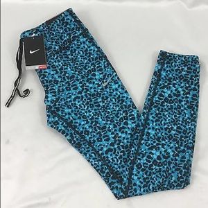 NIKE Epic Run Women's Leggings Blue Leopard Print