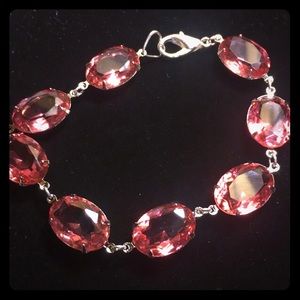 Vintage ROSE Oval crystals bracelet  sz 8