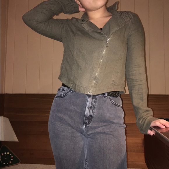 Army green crop jacket - Picture 3 of 3