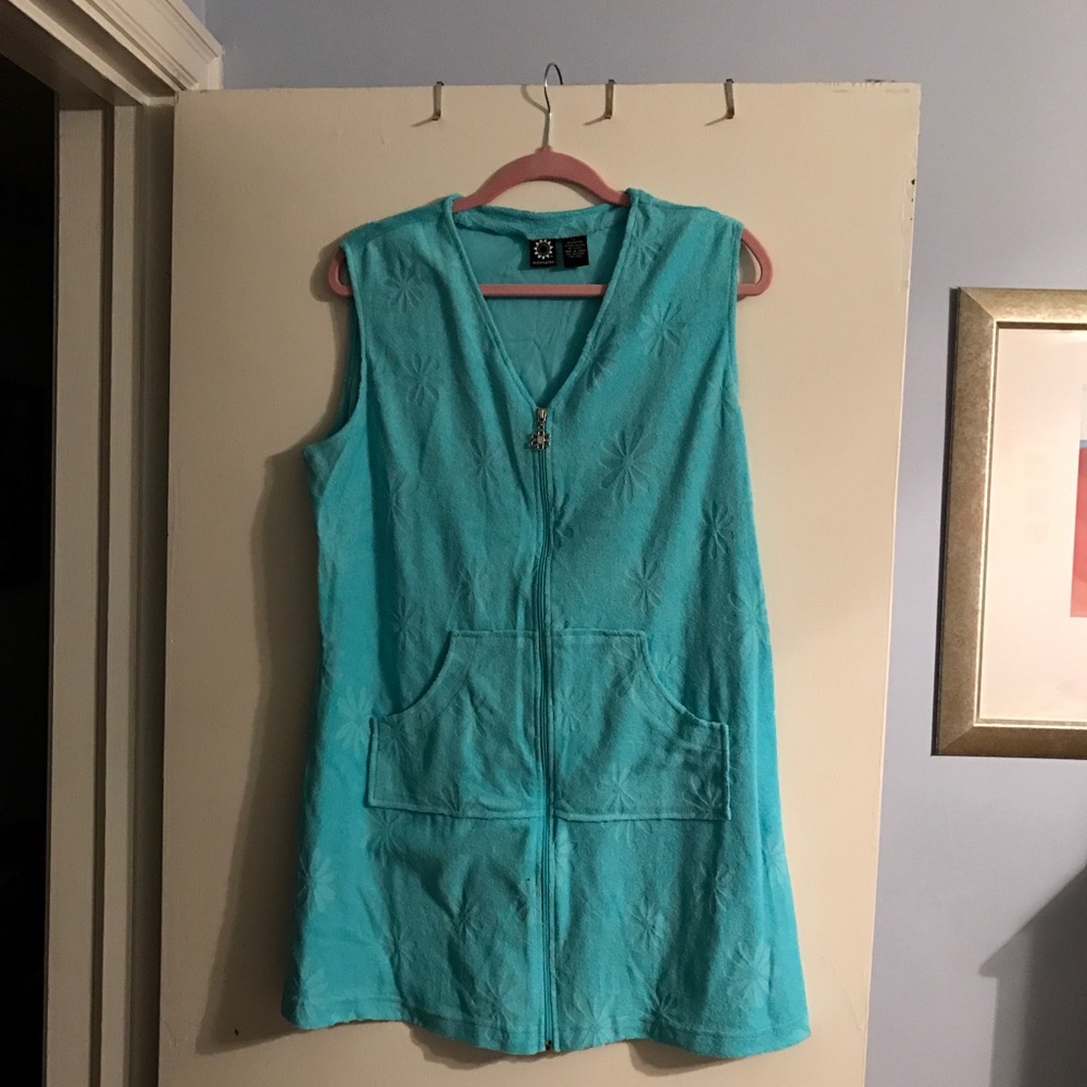 Terry cloth aqua coverup.