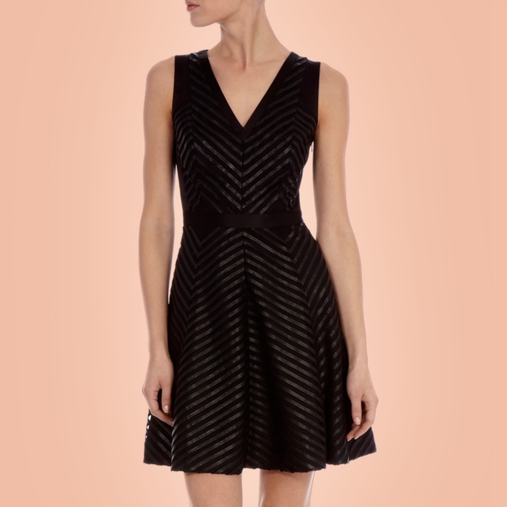 Karen Millen Mesh and Faux Leather Dress