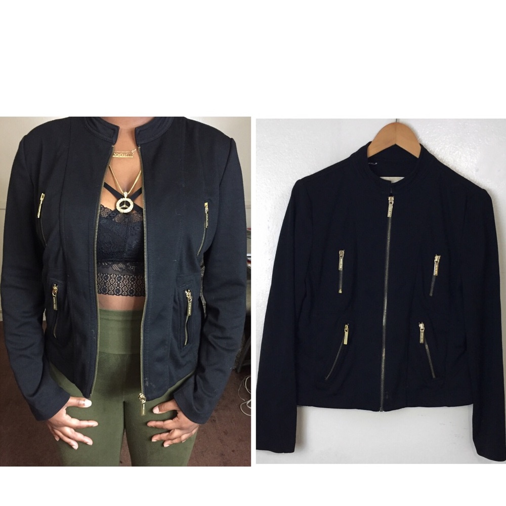 Michael Kors Black Jacket with Gold Zipper Details