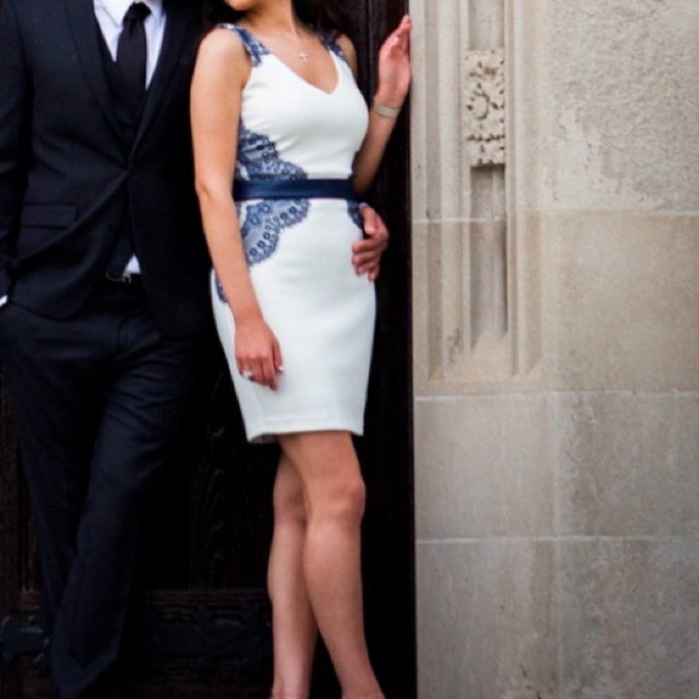 PRICE DROP!!! White dress with navy lace detail