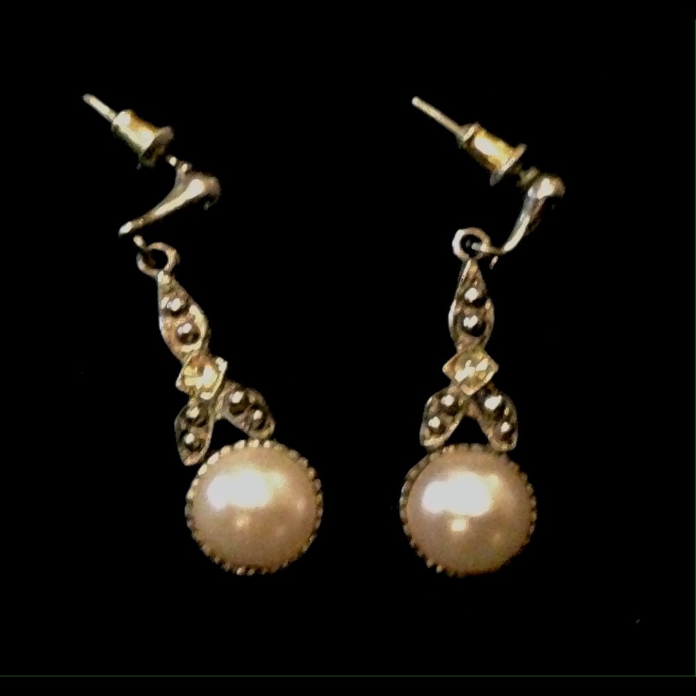 Vintage Art Deco Faux Pearl Earrings