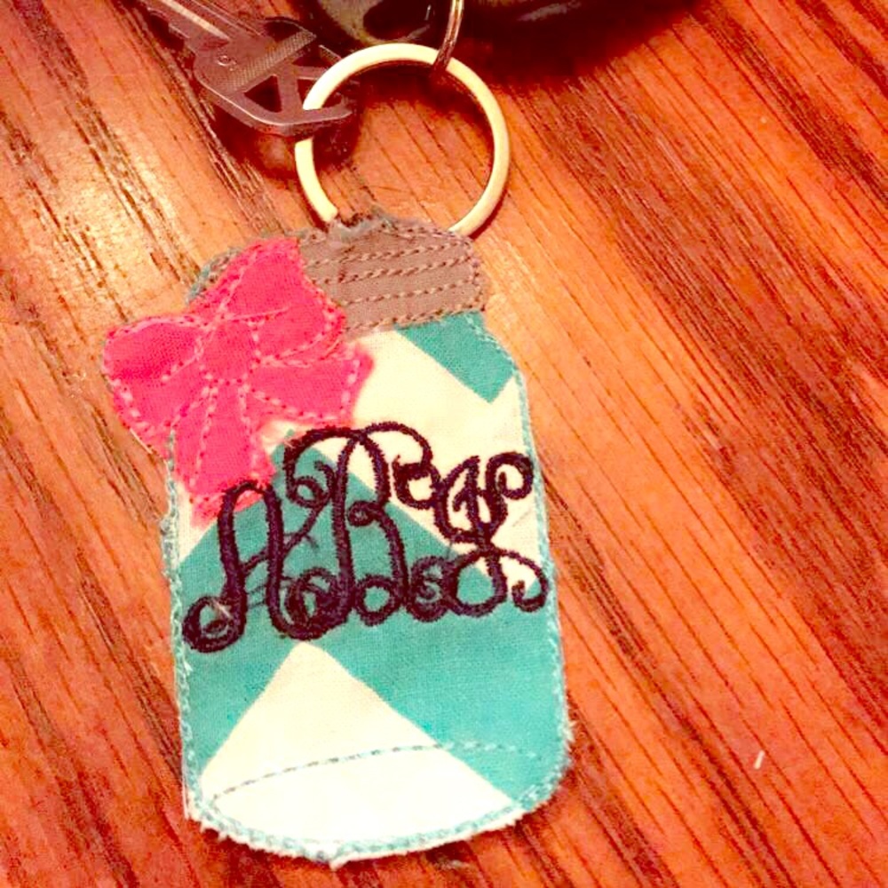 Mason jar key chain with initials