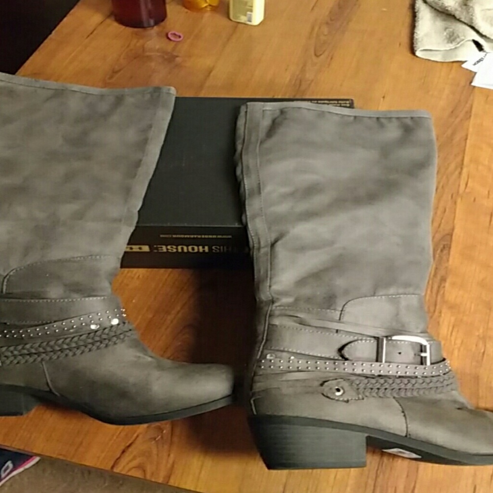 Grey suede with wrap around belt