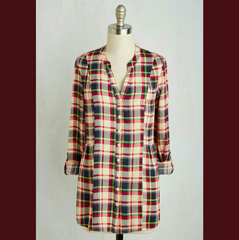 Modcloth Plaid Top