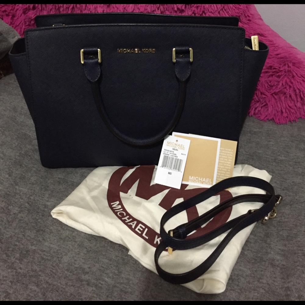 Michael Kors large navy Selma satchel